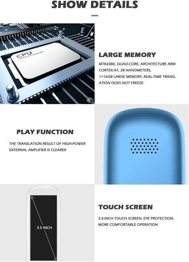 Alt view image 7 of 7 - Translator Device|Scanning Translation Reading Pen-Multilingual Dictionary Pen with Bluetooth/Wi-Fi/AI Voice Assistant | Scan Text and Translate | Speak and Offline Translate Needed Efficency