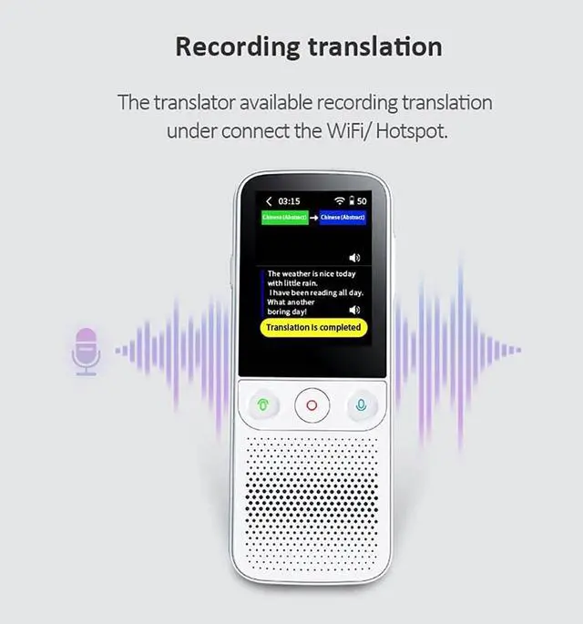 Alt view image 2 of 5 - Smart Instant Language Translator Multi-Language Real Time Translation Device Portable Photo Scanning Translator 2.4 Inch Touch Screen WiFi Support Offline,B