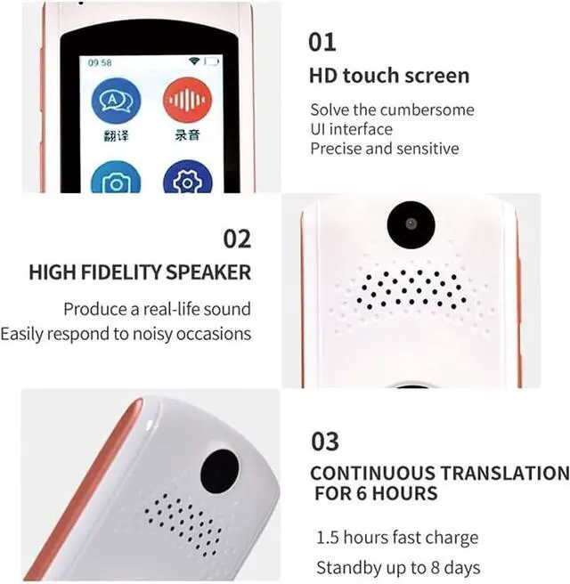 Alt view image 4 of 7 - Offline Translator Device, Smart Language Translator Device, Portable Real-time Instant Offline/WiFi / 4G 2.0 Inch Touch Screen 77 Multi-Language Translation Translator Needed