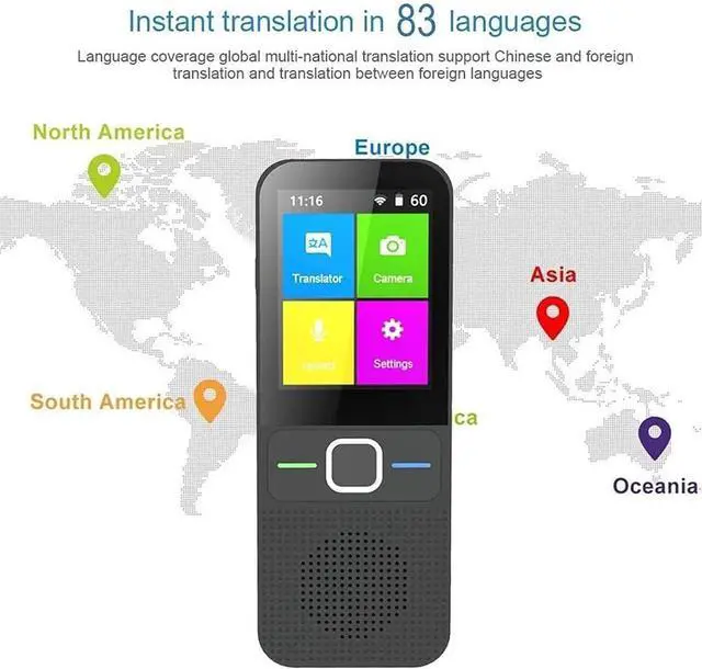 Alt view image 6 of 6 - Portable Translator Device,Language Translation Device with Camera, WiFi/Hotspot Smart Voice Two Way Translator with 2.4 Inch Touch Screen Support 83 Languages for Traveling Business