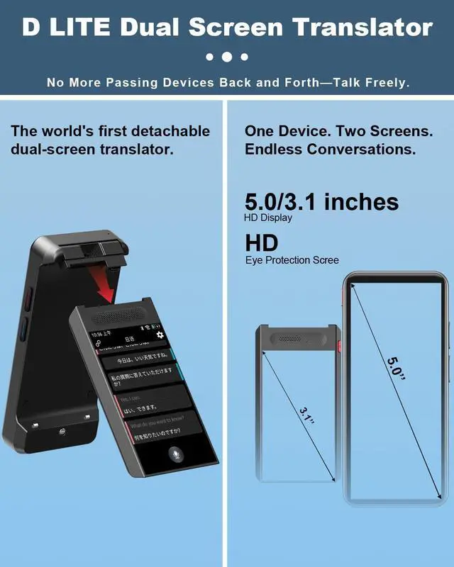 Alt view image 5 of 7 - D-Lite Language Translator Device, iTour Z50S Translation Earbuds Real Time for Bussiness Travel