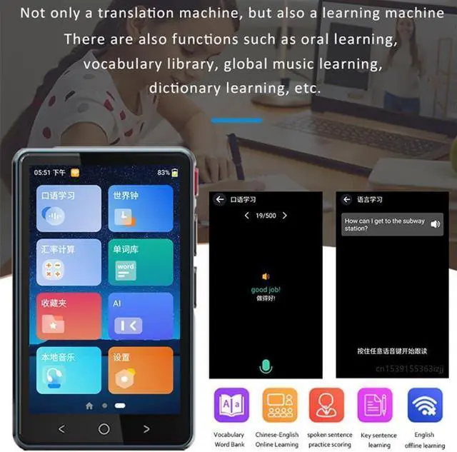 Alt view image 5 of 6 - Language Translator Device, 1 PCS Smart Translator, Online Voice Translation Machine in 135 Global Languages, Offline, Multi-Language for Business Learning Travel