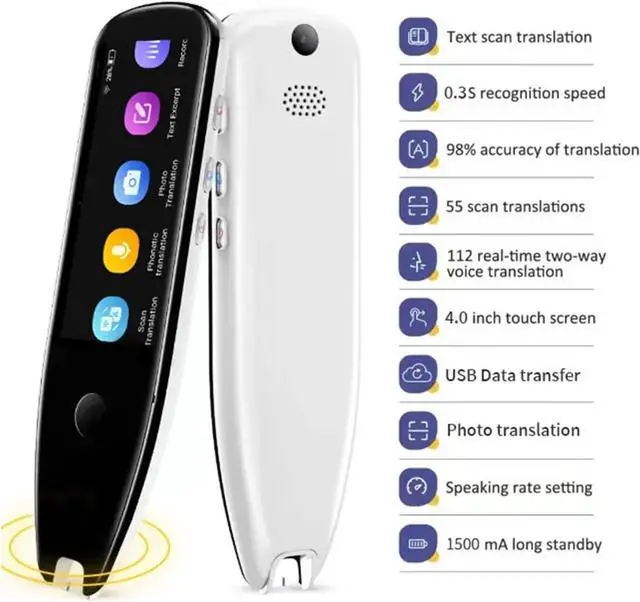 Alt view image 3 of 7 - Language Translator Device, Smart Voice Scan Translator Pen Real-Time Multi Language Translation Dictionary Pen Offline/WiFi/Mobile Hotspot for Business Learning Travel