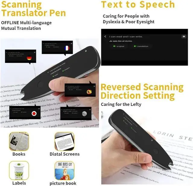 Alt view image 7 of 7 - Language Translator Device, Smart Voice Scan Translator Pen Real-Time Multi Language Translation Dictionary Pen Offline/WiFi/Mobile Hotspot for Business Learning Travel