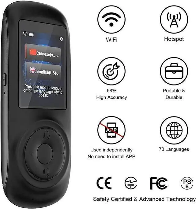 Alt view image 5 of 6 - Language Translator Device, Portable Voice Translator,Support 70 Languages,WiFi/Hotspot/Two Way Instant Voice Translator 2.4 Inch Touch Screen,for Learning Travel Business Needed