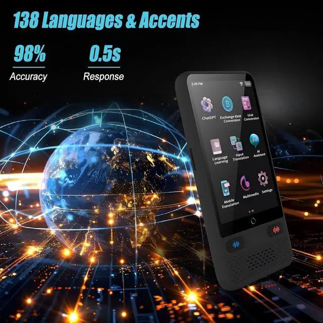 Alt view image 2 of 7 - Language Translator Device Scan Reader Pen Online 138 Languages Smart Foreign Language Translator,0.5s Instant Translator Device 98% Accuracy, 3.54'' Touch Sn for Travel/Learning/Meeting