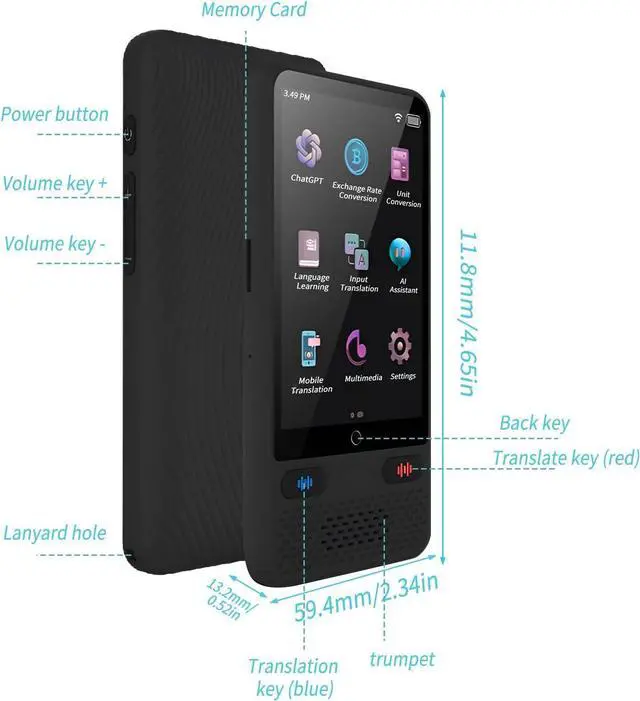 Alt view image 7 of 7 - Language Translator Device Scan Reader Pen Online 138 Languages Smart Foreign Language Translator,0.5s Instant Translator Device 98% Accuracy, 3.54'' Touch Sn for Travel/Learning/Meeting