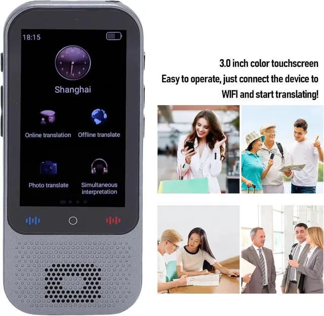 Alt view image 5 of 7 - AI Voice Translator, Language Translator Device 138 Languages, 1GB and 8GB 3 Inch Touchscreen, Offline Online Real Time Photo Voice Translation for Business Learning Travel