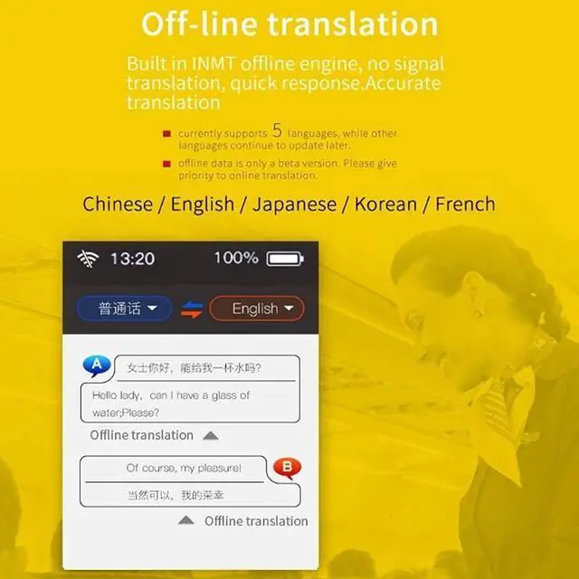 Alt view image 4 of 7 - Language Translator Device,75 Languages Mini Smart Voice Translator, 5 Languages Offline Translator WiFi/Hotspot Touch Sn Pocket Translator Needed Efficency Needed Hopeful Star of Light Lucky Sta