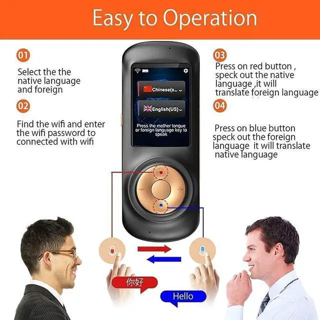 Alt view image 6 of 6 - Smart Language Translator Device with Voice 2.4 Inch Touch Screen 70 Languages in 120 Countries WiFi Pocket Electronic Translators for Learning Traveling Shopping Hello Yearn for