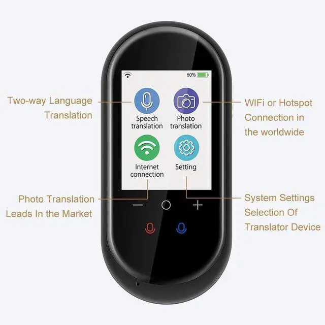 Alt view image 4 of 5 - Smart Language Translator Device with Voice 2.4 Inch Touch Screen 106 Languages in 120 Countries WiFi Electronic Translators for Learning Traveling Shopping,White,White