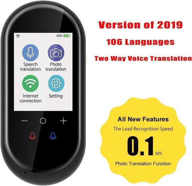 Alt view image 2 of 5 - Smart Language Translator Device with Voice 2.4 Inch Touch Screen 106 Languages in 120 Countries WiFi Electronic Translators for Learning Traveling Shopping,White,White