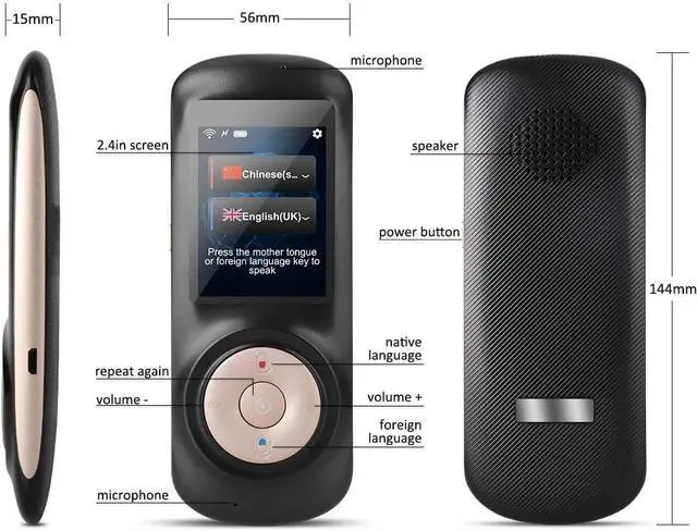 Alt view image 6 of 7 - 70 Languages Real-Time Intelligent Voice Translator Machine,Smart Two Way WiFi 2.4Inch Touch Screen Portable Translation for Learning Travel Business Shopping,Black Needed Efficency Needed