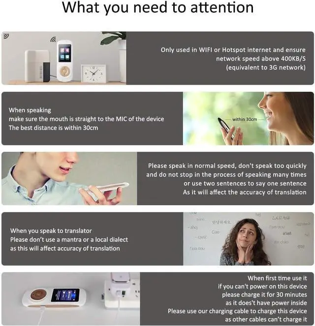 Alt view image 4 of 7 - 70 Languages Real-Time Intelligent Voice Translator Machine,Smart Two Way WiFi 2.4Inch Touch Screen Portable Translation for Learning Travel Business Shopping,Black Needed Efficency Needed