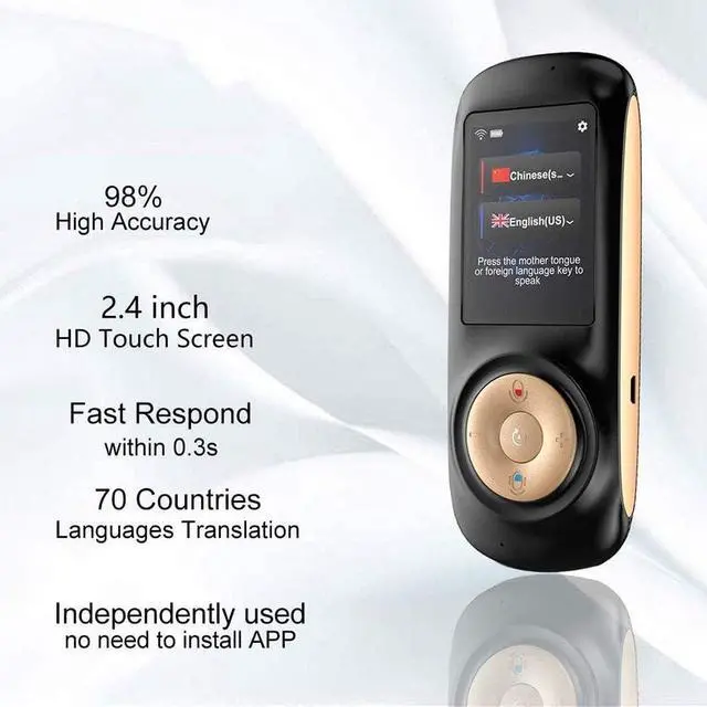 Alt view image 2 of 7 - 70 Languages Real-Time Intelligent Voice Translator Machine,Smart Two Way WiFi 2.4Inch Touch Screen Portable Translation for Learning Travel Business Shopping,Black Needed Efficency Needed