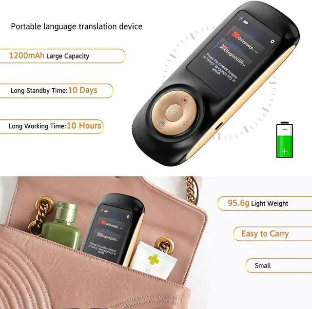 Alt view image 3 of 7 - 70 Languages Real-Time Intelligent Voice Translator Machine,Smart Two Way WiFi 2.4Inch Touch Screen Portable Translation for Learning Travel Business Shopping,Black Needed Efficency Needed
