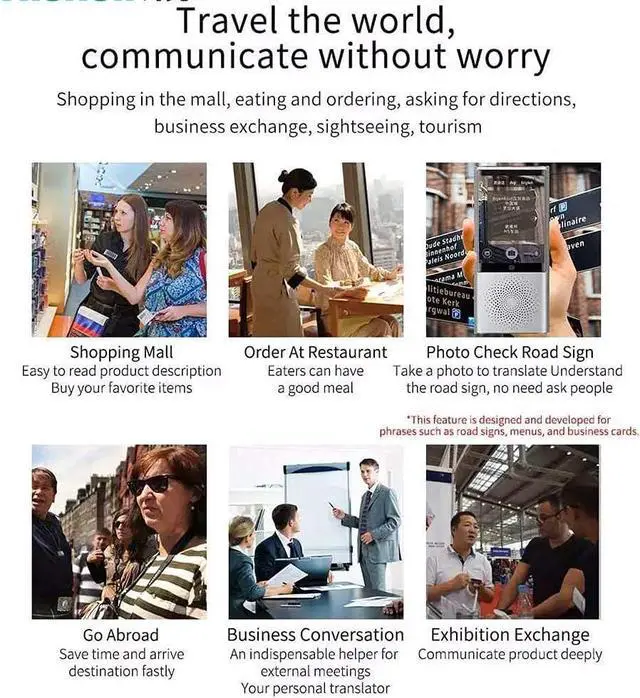 Alt view image 2 of 6 - Language Translator Device, Two Way Instant Voice Translation, with Camera Translation, 2.4 Inch Screen Supports 106 Languages, for Travelling Learning Business,White