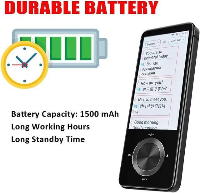 Alt view image 7 of 7 - Smart Voice Translator, Offline Translator Device, 3.0Inch Touch Sn Portable Language Translator, 107 Languages Instant Two Way Translation, for Travelling,d Happy Many Times Lofty Ambition