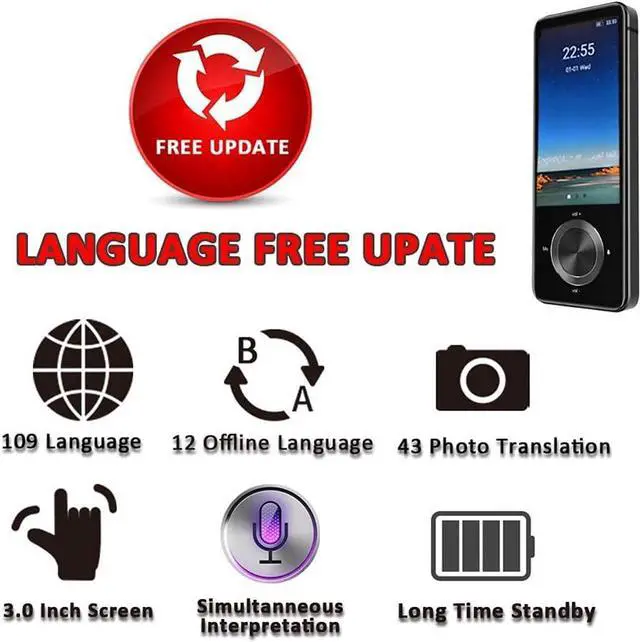 Alt view image 4 of 7 - Smart Voice Translator, Offline Translator Device, 3.0Inch Touch Sn Portable Language Translator, 107 Languages Instant Two Way Translation, for Travelling,d Happy Many Times Lofty Ambition