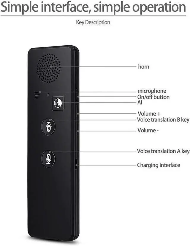 Alt view image 7 of 7 - Portable Mini Wireless Smart Translator 70 Languages Two-Way Real Time Instant Voice Translator APP Bluetooth Multi-Language