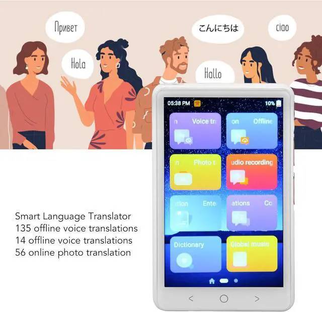 Alt view image 4 of 7 - Smart Translator, 4in IPS Screen Offline Wi MP3 Mode Portable Smart Voice Translation Device, 2 Way Language Translator, 135 Languages Voice Photo Translation (White)