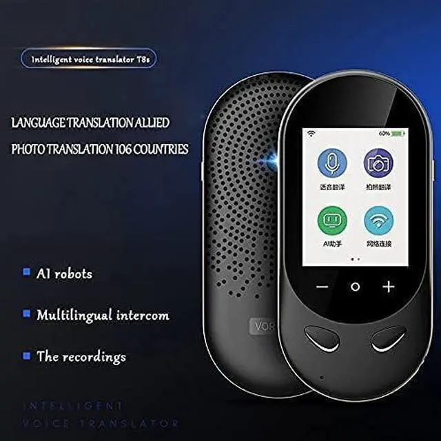 Alt view image 7 of 7 - T8S Portable Voice Translator Handheld Interpreter Twoway Real-time Translation Touch Screen 106 Language Translator (Color : Black) Hello (White) Elegant Vision