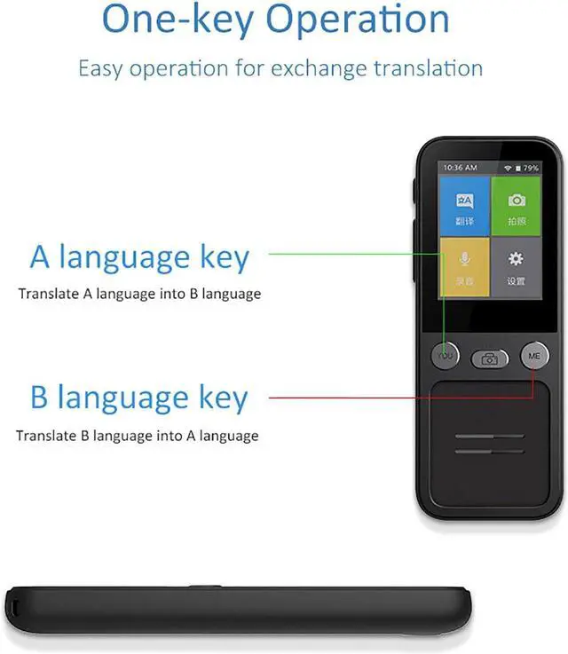 Alt view image 7 of 7 - Portable Foreign Language Translators Device - Language Translator Portable Instant Translator Device, Portable Two Way Voice Interpreter, Portable Languages Two Way Instant Voice Translator Effi