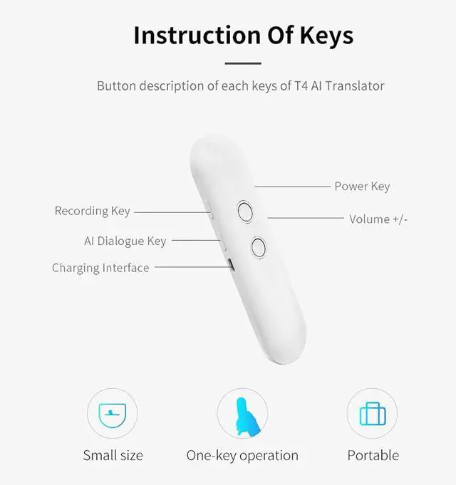 Alt view image 4 of 7 - Portable Two Way Language Interpreter - Languages Pocket Translator, Bidirection Simultaneous Translation, Smart Translations in Real Time, Languages Interpreter in Real Time (White) Efficency Needed