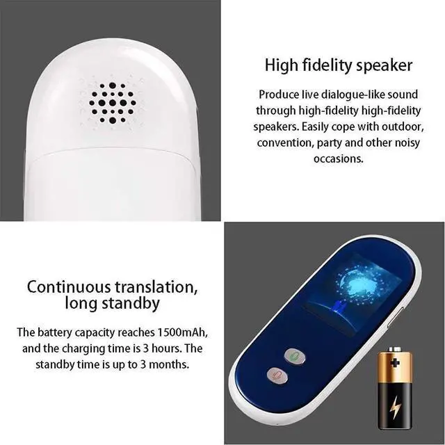 Alt view image 2 of 7 - Language Translator Device Real Time, Translator Device, Instant Language Translator Device Support 28 Languages, Real-time for Learning Shopping Travel Business Needed Hopeful Elegant Vision (Black