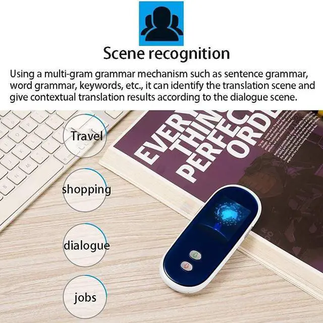 Alt view image 3 of 7 - Language Translator Device Real Time, Translator Device, Instant Language Translator Device Support 28 Languages, Real-time for Learning Shopping Travel Business Needed Hopeful Elegant Vision (Black