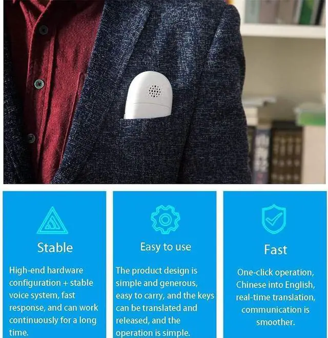 Alt view image 5 of 7 - Language Translator Device Real Time, Translator Device, Instant Language Translator Device Support 28 Languages, Real-time for Learning Shopping Travel Business Needed Hopeful Elegant Vision (Black