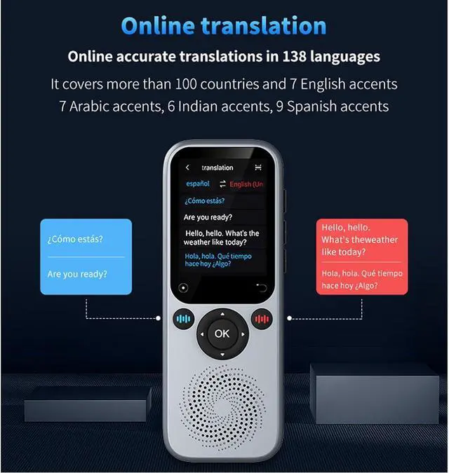Alt view image 5 of 7 - Language Translator Device, Real Time AI Voice Translator for 138 Languages, 2.0in Touch Screen Instant Translator Supports Offline Online Photo Translation Currency Conversions