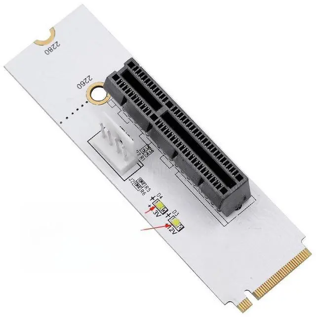Main image of M.2 to PCI-e 1X 4X adapter card to 4X signal M.2 with light adapter card with 4-pin power cable