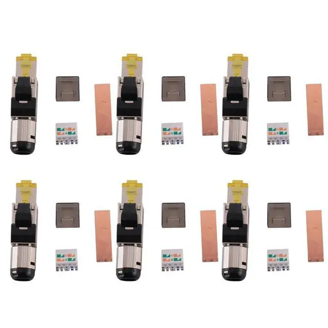 Main image of Case Pack Tool-Free Shielded RJ45 8, 8 Field Termination Plugs, 8 Connectors, 8 Plugs