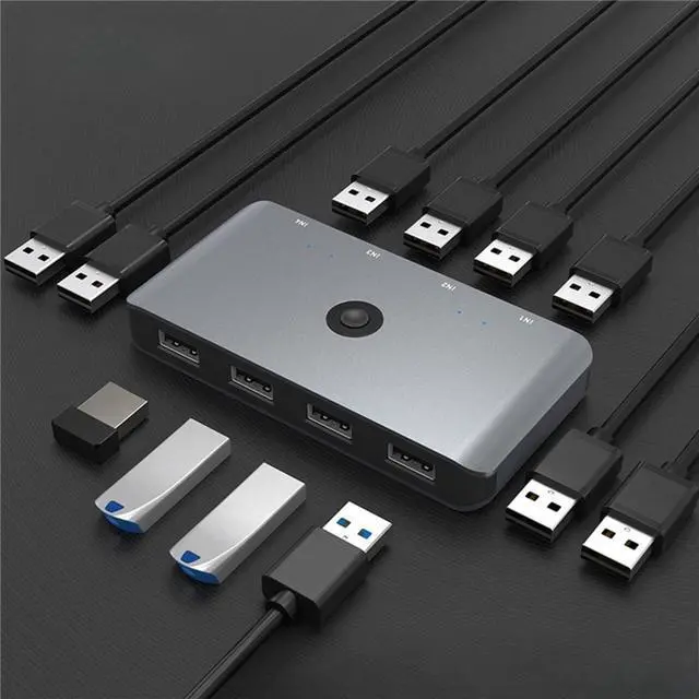 Main image of USB 2.0 switch distributor for PC keyboard mouse printer 4 in 4 out hub converter USB computer switch