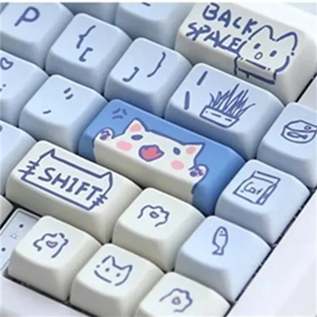 Main image of 148 key MDA keycaps Meow theme PBT single-sided thermal sublimation for 61/68/87/96/104/108 keyboards