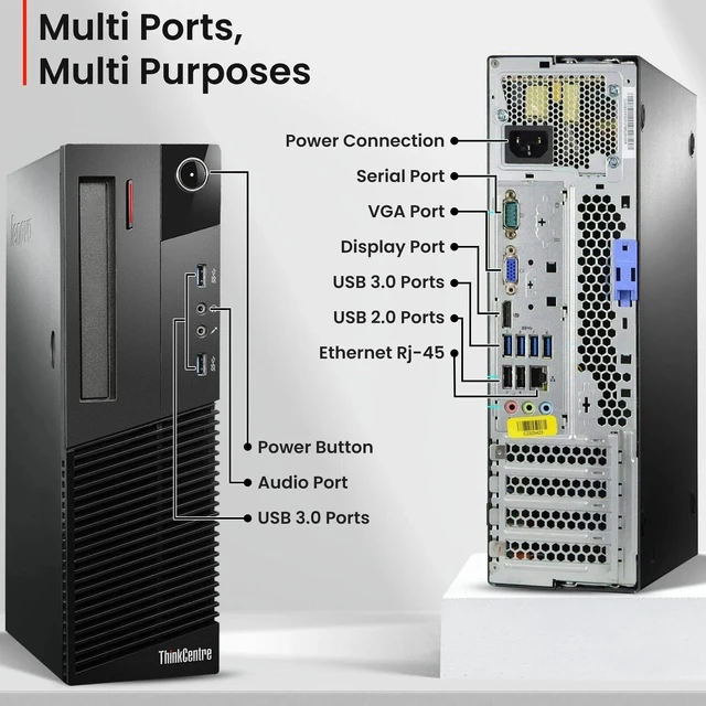 Alt view image 7 of 7 - Lenovo ThinkCentre SFF Desktop Computer PC, Intel Quad Core i5-4570 upto 3.60GHz, 16GB DDR3 Ram, 512GB SSD, Wi-Fi , Keyboard & Mouse, Windows 11 Professional (Refurbished)