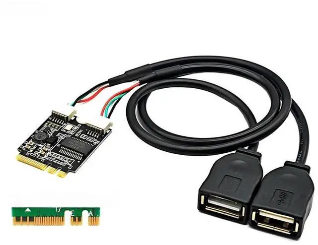 Main image of FOR M.2 Key A/E to 2 Port USB2.0 Riser Card GL850 Chip 30cm USB Extension Cable Laptop M2 WIFI Interface Key A+E to Dual USB Adapter