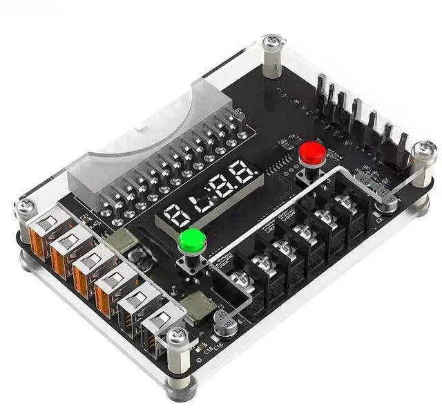 Main image of FOR 24Pin ATX to 12 Ports USB 2.0 Power Supply Breakout Board Module Adapter Connector Acrylic Case Kit 3.3/5/12/-12V Output Voltage