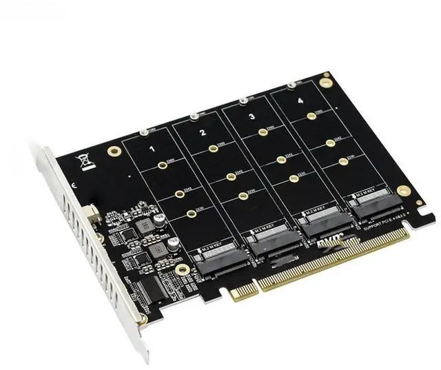 Main image of FOR NVME Raid Card PCI Express 4.0 X16 to 4 Port NVME Expansion Card Adapter 4x 32Gbps M.2 NVME SSD M Key PCI-E Split Card Riser