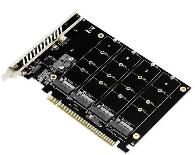 Main image of FOR NVME Expansion Card Adapter 4x 64Gbps M.2 NVME SSD M Key PCI-E Split Card Riser PCI Express 4.0 X16 to 4 Port NVME Raid Card