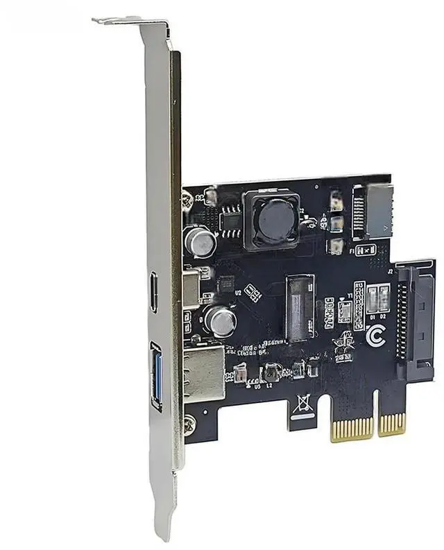 Main image of FOR PCIE USB 3.0 + Type C + Type-E Expansion Card with SATA Power NEC720201 Chip Controller PCI Express X1 USB3.2 GEN1 5G Riser Card