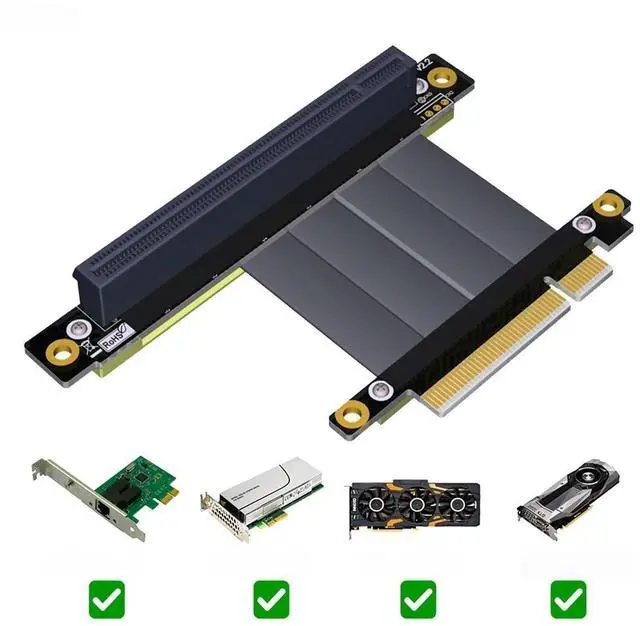 Main image of FOR PCI Express PCIe 3.0 x8 to x16 Riser Card Extension Cable 8Gbps High Speed PCI Express 16x Ribbon Extender 90 Degree Right Angle