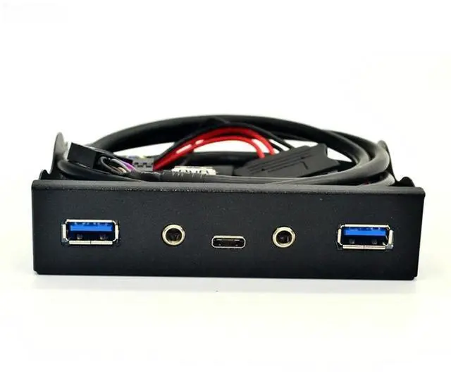 Main image of FOR USB HUB 5 Port USB 3.1 TYPE-C USB 3.0 Front Panel HD Audio 3.5mm Earphone Jack Mic Expansion Adapter for Desktop 3.5" Floppy Bay