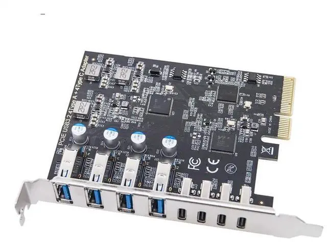 Main image of FOR PCIE USB3.2 GEN2 10Gbps Expansion Card PCI Express X4 to 4 Port TYPE-A + 4 Port TYPE C Adapter USB HUB Multiplier for Desktop PC
