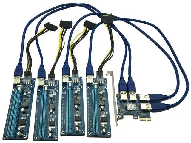 Main image of FOR PCI-e Express 1X To 4 Port PCIE 16X Multiplier HUB Riser Adapter Card w/1.96ft USB 3.0 Cable Drop Shipping