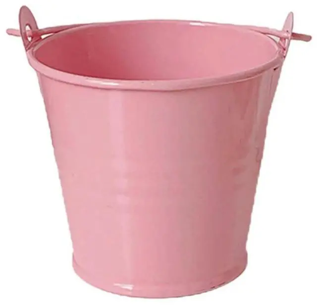 Main image of Cute Pink Bucket Pencil Holder Metal Pen Cup Decorative Desktop Storage Organizer Makeup Brush Stationery Tape Ruler