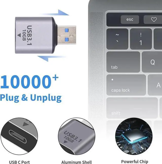 Alt view image 7 of 7 - JAENFONG USB C Female to USB Male Adapter 10Gbps, 3.1 Gen 2, USB A to C Adapter OTG Converter Support Bi-Directionalfor iPhone, MacBook,PC, Laptop, Charger, Power (1Pack)