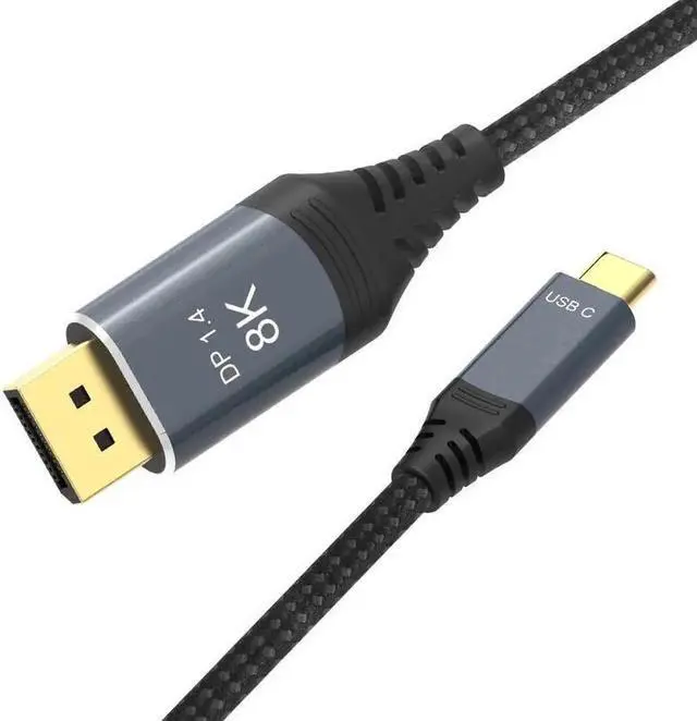 Main image of JAENFONG USB C to DisplayPort 1.4 Cable 3.3 FT, 8K@60Hz, 4K@120Hz, Thunderbolt 4/3 Type C to DP Cord, (Thunderbolt 4/3 Compatible) for MacBook Pro/Air, iPad Pro, iPhone15 Pro Max, Galaxy, XPS