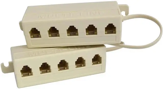Alt view image 3 of 3 - JAENFONG Five-Way Phone Splitter 2PCS RJ11 6P4C Telephone Line 1 Male to 5 Female Modular T Adapters Jacks
